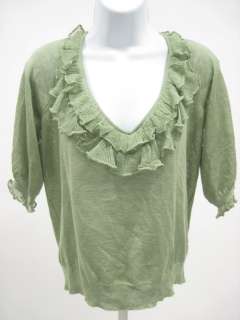 ELIE TAHARI Green Ruffled Blouse Top Shirt Size M  