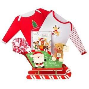 Santa Is Coming To Town Christmas Baby Gift Basket  