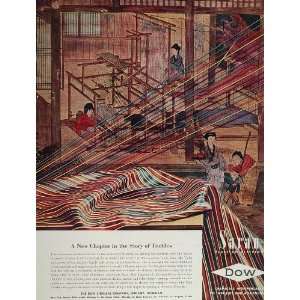 1946 Ad Saran Wrap Dow Chemical Chinese Weaving Loom   Original Print 
