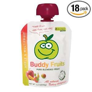 Buddy Fruits Pure Blended Fruit To Go, Multifruit and Apple, 3.2 Ounce 