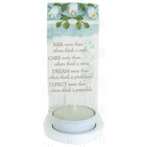 History and Heraldry Risk, Care, Dream, Expect Slim Tea Light Candle 