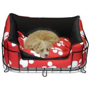  Platinum Pets White Paw Dog Bed with Metal Bed Frame 