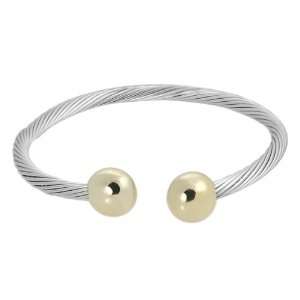  Goldtone Stainless Steel Twisted Wire Bracelet Jewelry