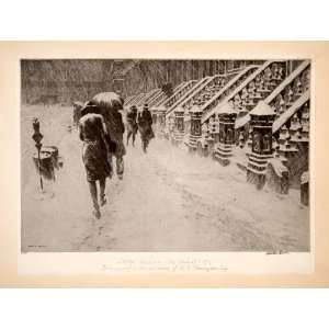  1931 Aquatone Martin Lewis Stoops Snow Storm Umbrella City 