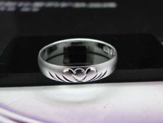 925 Silver Plated Heart with Heart Pattern Couple Engagement Ring JR79 