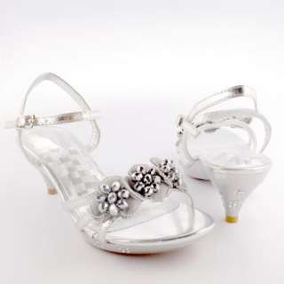 Kids Dress Dancing Silver Sandals / Youth Pageant Crowning Flower 