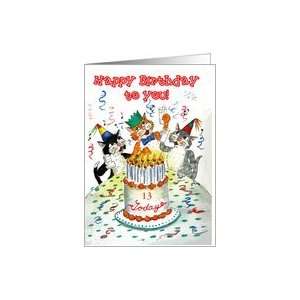   : Custom Front Age Specific Birthday, Singing Cats Card: Toys & Games