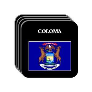 US State Flag   COLOMA, Michigan (MI) Set of 4 Mini Mousepad Coasters