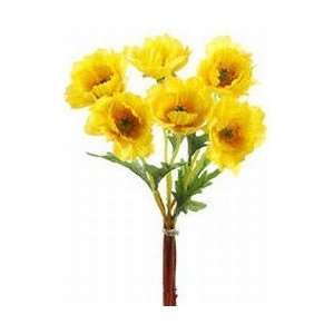  12 Silk Poppy Flower Spray Bundle  Yellow (case of 12 