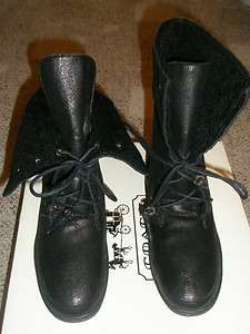 Coach Mary Black Shearling Boots Shoes $198.00 Mult Sz  