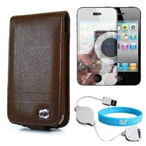  Brown Leather Melrose Vertical Carrying Case for iPhone 4 