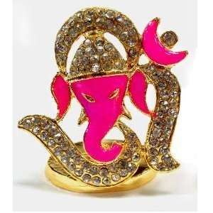 Lord Ganesh Om Aum Ganesha Gold Diamond Statues for Car Altar