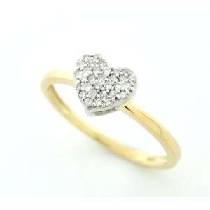    10k Multi tone Gold Genuine Diamond Heart Simple Ring: Jewelry