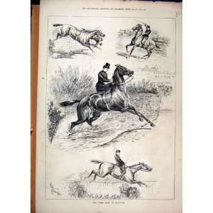  1880 Horse Show Islington Woman Rider Jumping Falling 