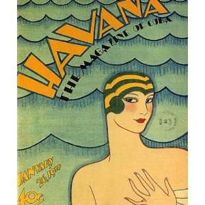  1929 HAVANA CUBA MAGAZINE COVER VINTAGE POSTER CANVAS 
