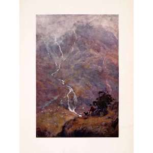 1908 Print Shepherd Yewdale Coniston England Mountainside Water Sheep 