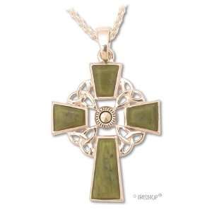    Sterling Silver Connemara Marble Celtic Cross Pendant Jewelry