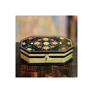    NOVICA Wood jewelry box, Midnight Frangipani