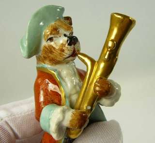 Vintage French Porcelain Dog Band Figurines Antique France Crossed 