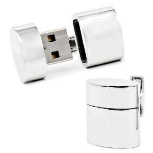    Silver Oval 4GB USB Flash Drive Cufflinks Ravi Ratan Jewelry