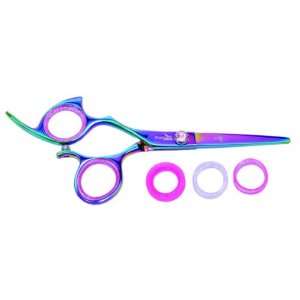 Shark Fin Hair Shears Professional Line Titanium Rainbow Left Handed 