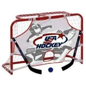  Winnwell USA Hockey Pro Style Mini Net Set w/Two Sticks 