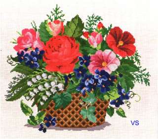 Ellen Maurer Stroh Cross Stitch Chart ~ FLOWER BASKET  