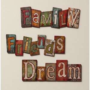  Dream, Family, Friends Wood Wall Decor, 3 Asst