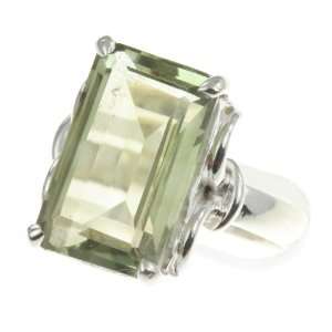  925 Sterling Silver NATURAL GREEN AMETHYST Ring, Size 7, 5 
