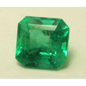  1.12 Cts Bright Natural Colombian Emerald Cut Everything 