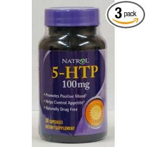  Natrol 5 HTP 100mg, 30 Capsules (Pack of 3) Total of 90 