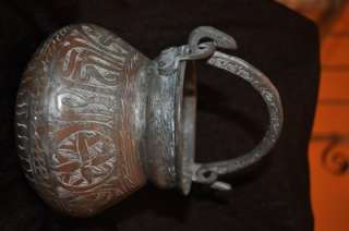 Vintage Handmad Copper Brass Pot, Cauldron, Bucket Pail with Ornate 