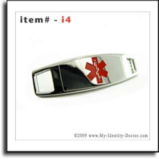 Engraved Free, Medical Alert ID Tag for Beaded Bracelet  