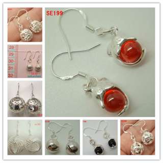 12 Styles Hollow Ball Genuine 925 Sterling Silver charms Earring 