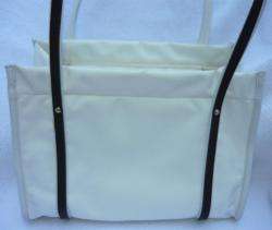 KATE SPADE NEW YORK WHITE LEATHER YELLOW BROWN SHOULDER BAG PURSE TOTE 