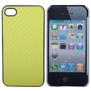  Carbon Pattern Hard Cover Case for iPhone 4 4G(Yellow 