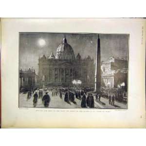 Pope Piazza St Peter Crowd Rome Italy Vatican 1903:  Home 
