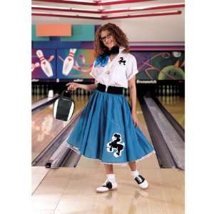 Cruisin USA Complete Poodle Skirt Outfit (Turquoise & White) Adult 