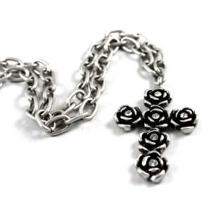 Crux by Accent Accessory Rose Cross Pendant Necklace and Earrings Set 