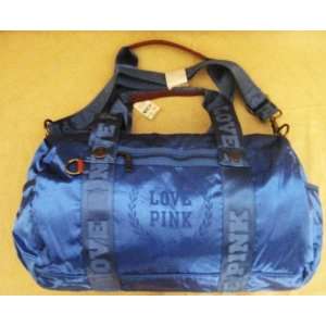   Secret Pink Satin Blue Duffle Gym Messenger Bag 