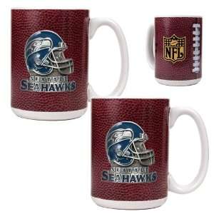 Seattle Seahawks Game Ball Ceramic Coffee Mug Set  Kitchen 