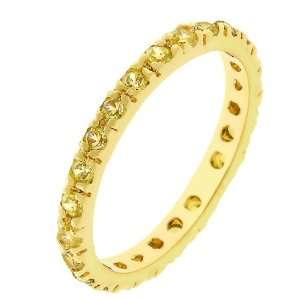  14k Gold Bonded Eternity Yellow CZ Ring Jewelry