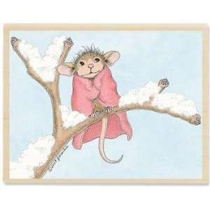  House Mouse Wood Mounted Rubber Stamp: Mice Warm Blanket 