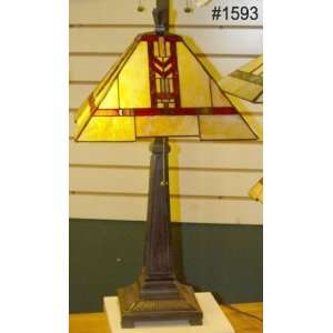 Paul Sahlin 1593 Paul Sahlin Arts & Crafts LGCHV Table Lamp Red 23H x 