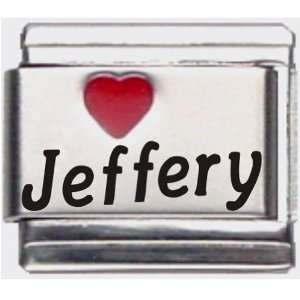  Jeffery Red Heart Laser Name Italian Charm Link Jewelry