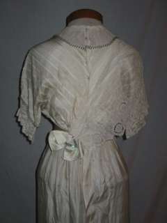 Edwardian Ivory Silk Titanic Era Gown w Lace SM  