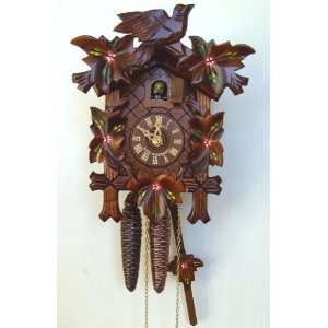  Cuckoo Clock with Painted Flowers and 5 Leaves One Day Wind Antique 