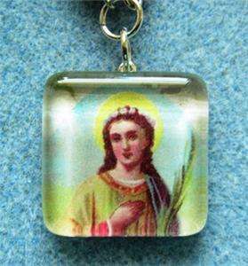 St. Philomena Pearl Glass Pendant Catholic Necklace  