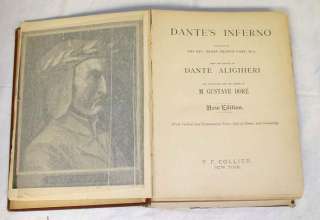 Old Rare book Dantes Inferno 1885 large format antique illustrated NR 