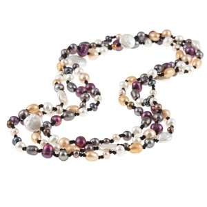  DaVonna Double knotted Multicolored Pearl 60 inch Necklace 
